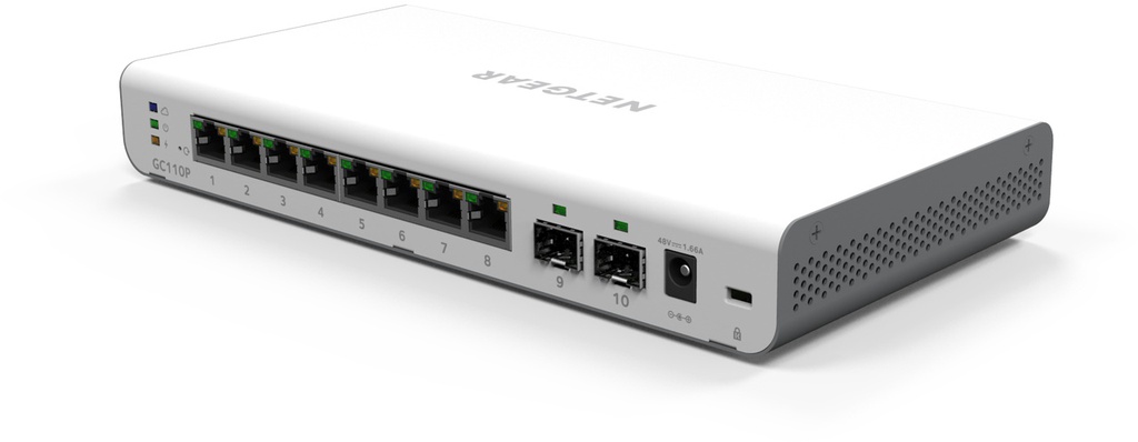 Netgear Insight Managed 8-poorts Gigabit Ethernet PoE Smart Cloud Desktop Switch met 2 SFP-glasvezelpoorten (62 W)