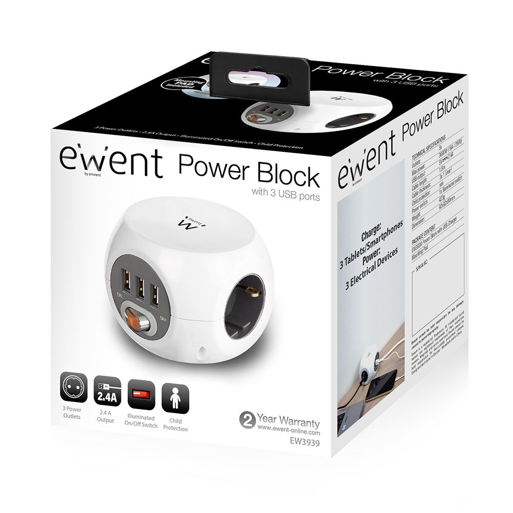 Ewent EW3939 Power Block stekkerdoos