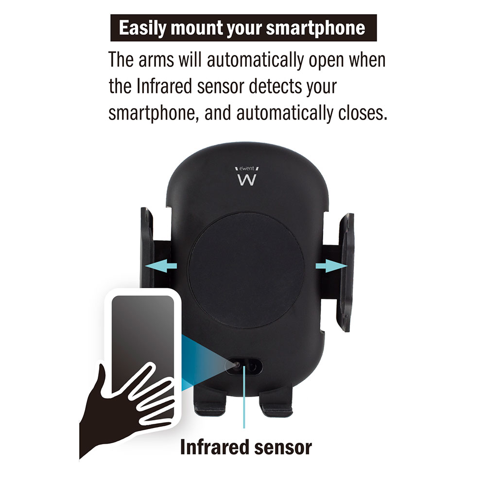 Ewent Automatic Car Mount met draadloze snellaadfunctie