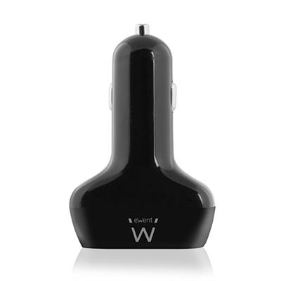Ewent USB autolader, 4 poort, 9.6A, zwart