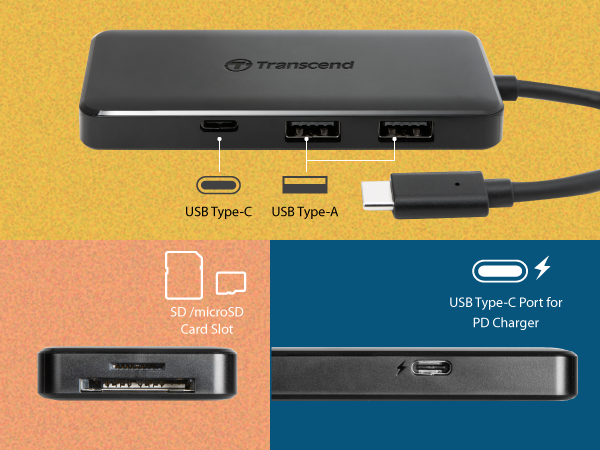 TRANSCEND USB 3.0-Hub with Fast Charging Poort