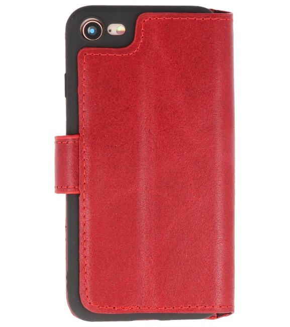 MF Handmade Leer Bookstyle Hoesje voor iPhone SE 2020 / 8 / 7 Rood