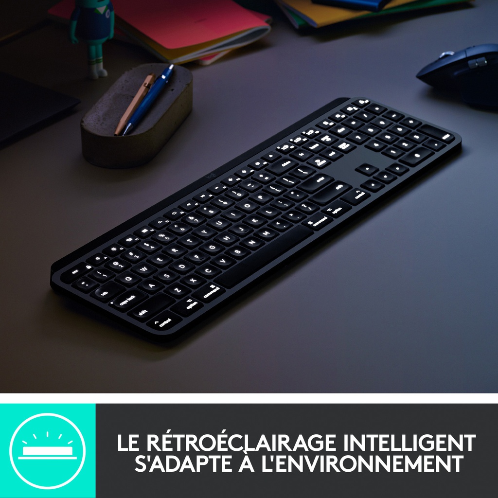 Logitech MX Keys voor Mac toetsenbord RF-draadloos + Bluetooth QWERTY US International Zwart