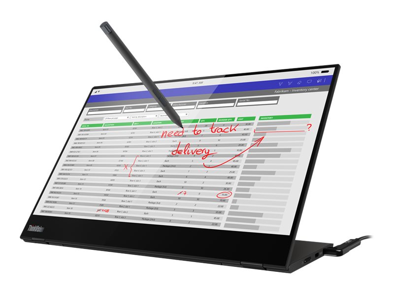 Lenovo ThinkVision M14t - 35,6 cm (14") - 1920 x 1080 Pixels - Full HD - LED - 8 ms - Zwart