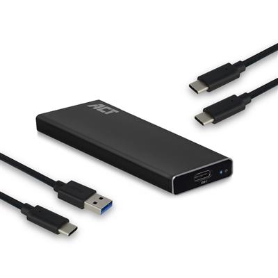 ACT M.2 SATA en NVMe SSD behuizing, USB-C 3.2 Gen2, aluminium