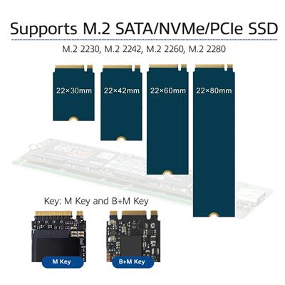 ACT M.2 SATA en NVMe SSD behuizing, USB-C 3.2 Gen2, aluminium