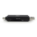 ACT USB 3.2 cardreader, SD/micro SD, USB-C of USB-A, zwart