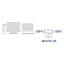 ACT USB 3.2 cardreader, SD/micro SD, USB-C of USB-A, zwart