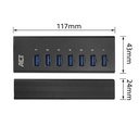 ACT USB Hub 3.2, 7x USB-A, met stroomadapter, zwart