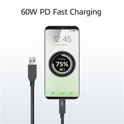 ACT USB 3.2 Gen1 aansluitkabel A male - C male 2 meter