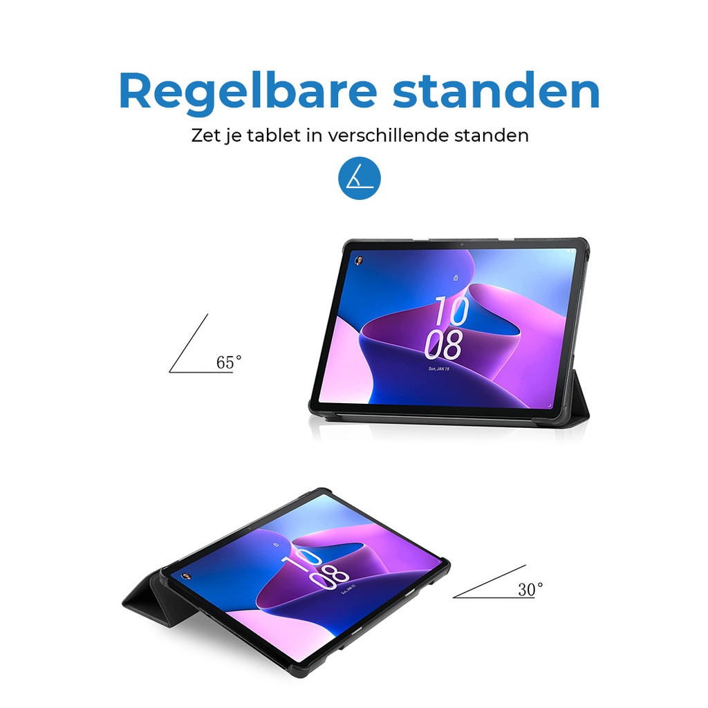 Cover2Day Tablet hoes geschikt voor de Lenovo Tab M10 3rd Gen (2022) - Zwart