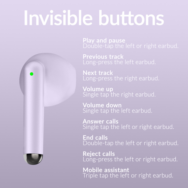 Mobilize TWS Earbuds Pastel Purple