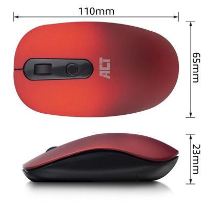 ACT Draadloze muis, USB nano ontvanger, 1200 dpi, rood
