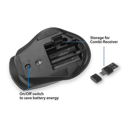 ACT Draadloze Multi-Connect Muis, 600 tot 2400 DPI, zwart