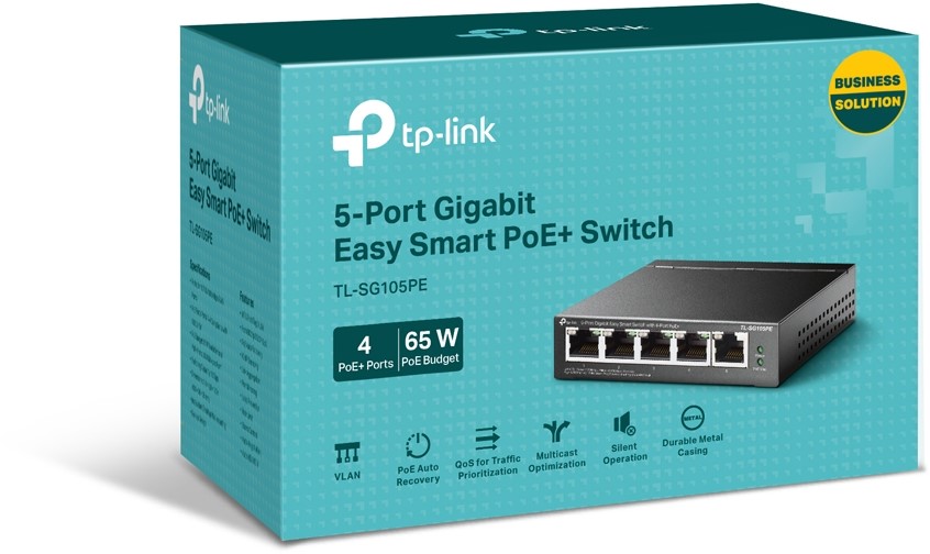 TP-Link TL-SG105PE 5-poorts Gigabit Easy Smartswitch met 4 PoE+-poorten