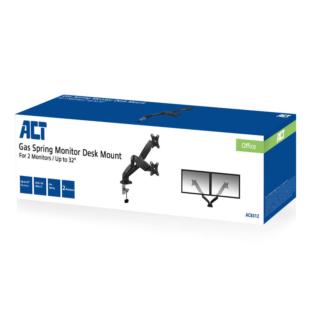 ACT Monitorarm office met gasveer, 2 schermen