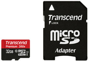 TRANSCEND Premium 32GB microSDHC UHS-I Class10 60MB/s MLC incl. adapter