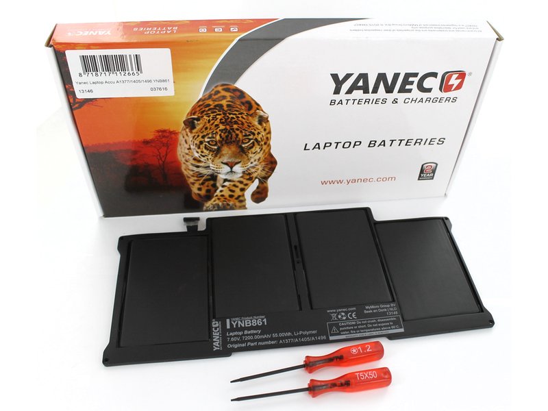 Yanec Laptop Accu 7200mAh voor Apple Macbook Air 2010-2015