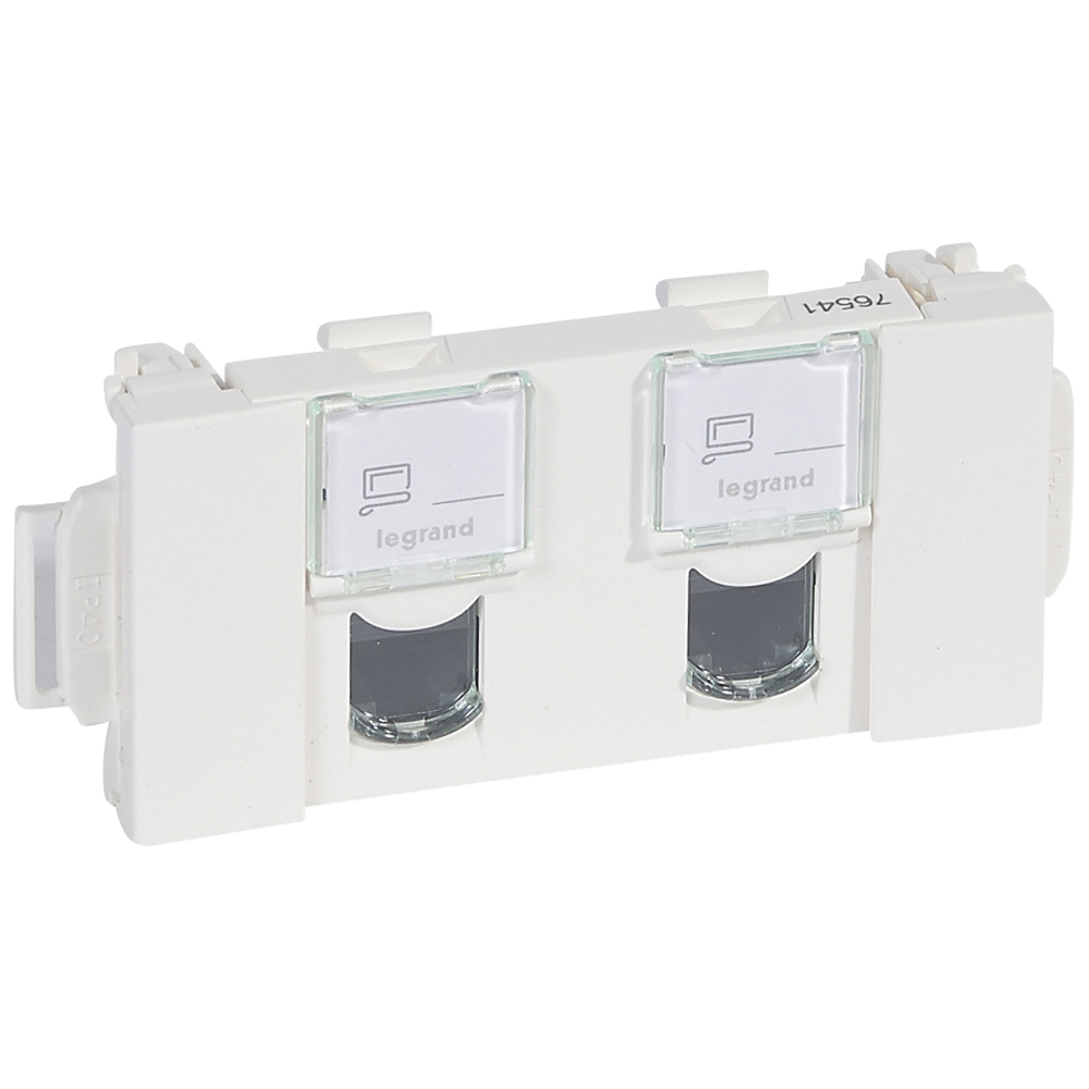 Legrand Van Geel Snapon 2X CAT5E UTP DLP datacontactdoos twisted pair, wit, wandgootinbouw