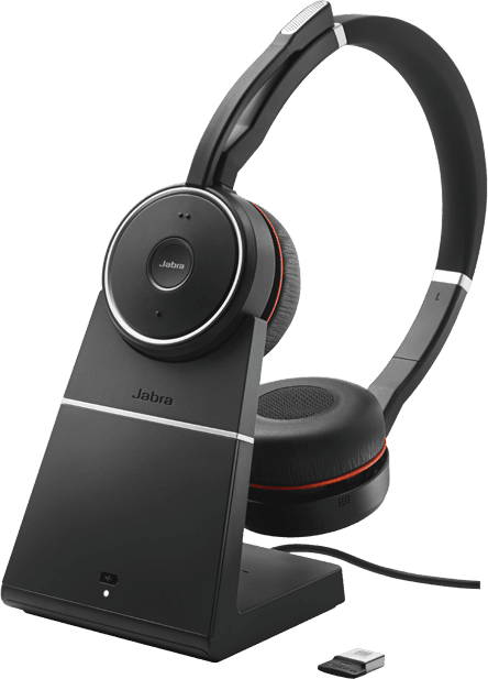 Jabra Evolve 75 MS Stereo - Headset - on-ear - Bluetooth - wireless - active noise cancelling - USB - with charging stand