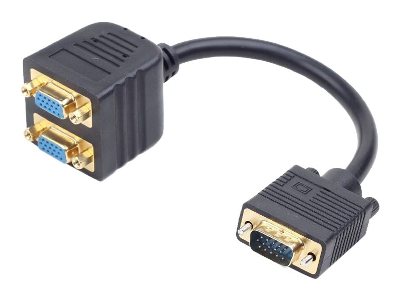 Gembird CC-VGAX2-20CM - 0,2 m - VGA (D-Sub) - 2 x VGA (D-Sub) - Vrouwelijk - Mannelijk - Zwart
