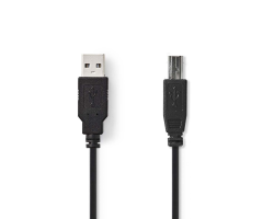 Nedis CCGB60100BK30 - 2 m - USB A - USB B - USB 2.0 - 480 Mbit/s - Black