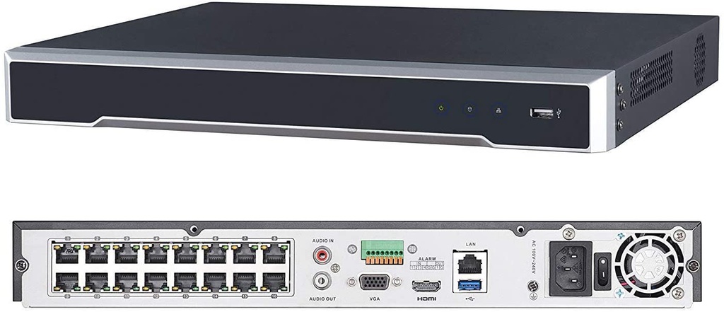 Hikvision Digital Technology DS-7616NI-K2/16P Netwerk Video Recorder (NVR) 1U Zwart