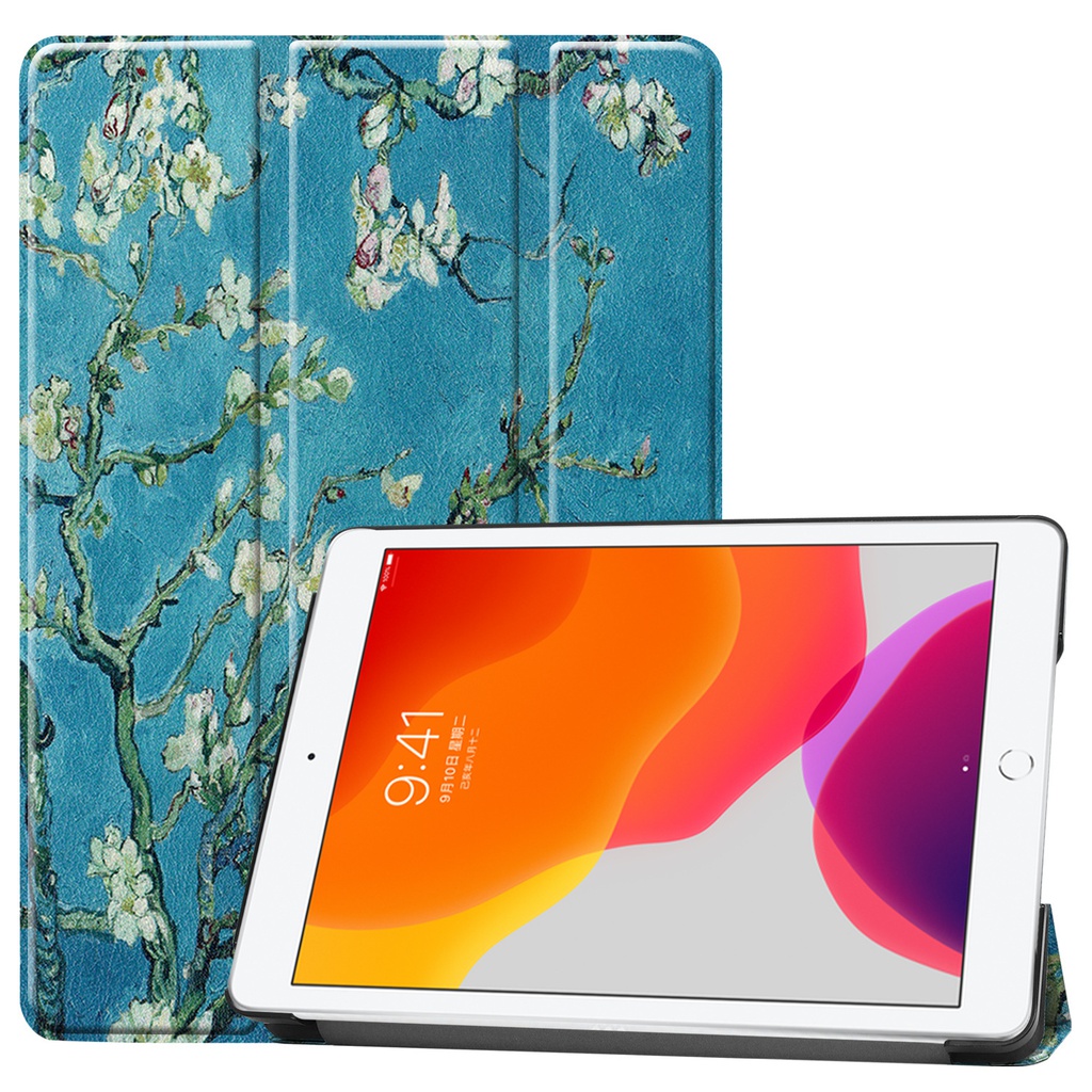 Cover2Day iPad 2020 hoes - 10.2 inch - Tri-Fold Book Case - Witte Bloesem