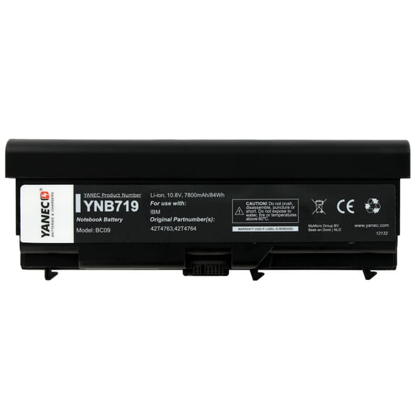 Yanec Laptop Accu Extended 7800mAh voor Lenovo ThinkPad T410 P0080265