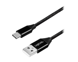 LogiLink CU0140 - 1 m - USB C - USB A - USB 2.0 - 480 Mbit/s - Zwart