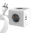 MicroConnect 4 way Schuko, 2 USB A ports, 1 USB-C port, power cube with 1,5m cable, white
