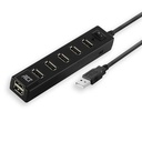 ACT USB Hub 2.0, 7x USB-A, aan- en uit schakelaar, zwart