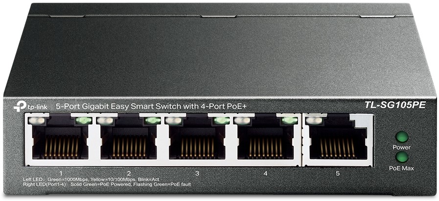 TP-Link TL-SG105PE 5-poorts Gigabit Easy Smartswitch met 4 PoE+-poorten
