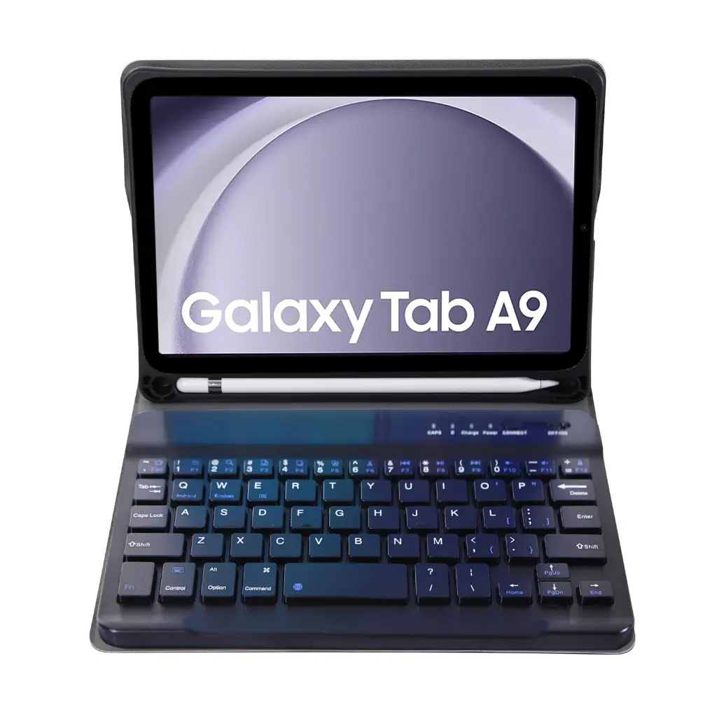 Samsung Galaxy Tab A9 Toetsenbordcase - Met stylus pen houder - Zwart