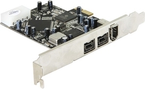 Delock 89153 PCI Express x1-kaart > 2 x externe FireWire B + 1 x externe FireWire A