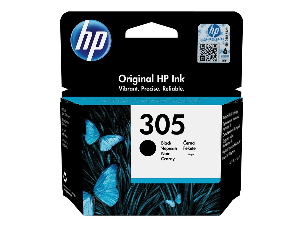 HP 305 originele zwarte inktcartridge, Normaal rendement, Zwart, Inkt op pigmentbasis