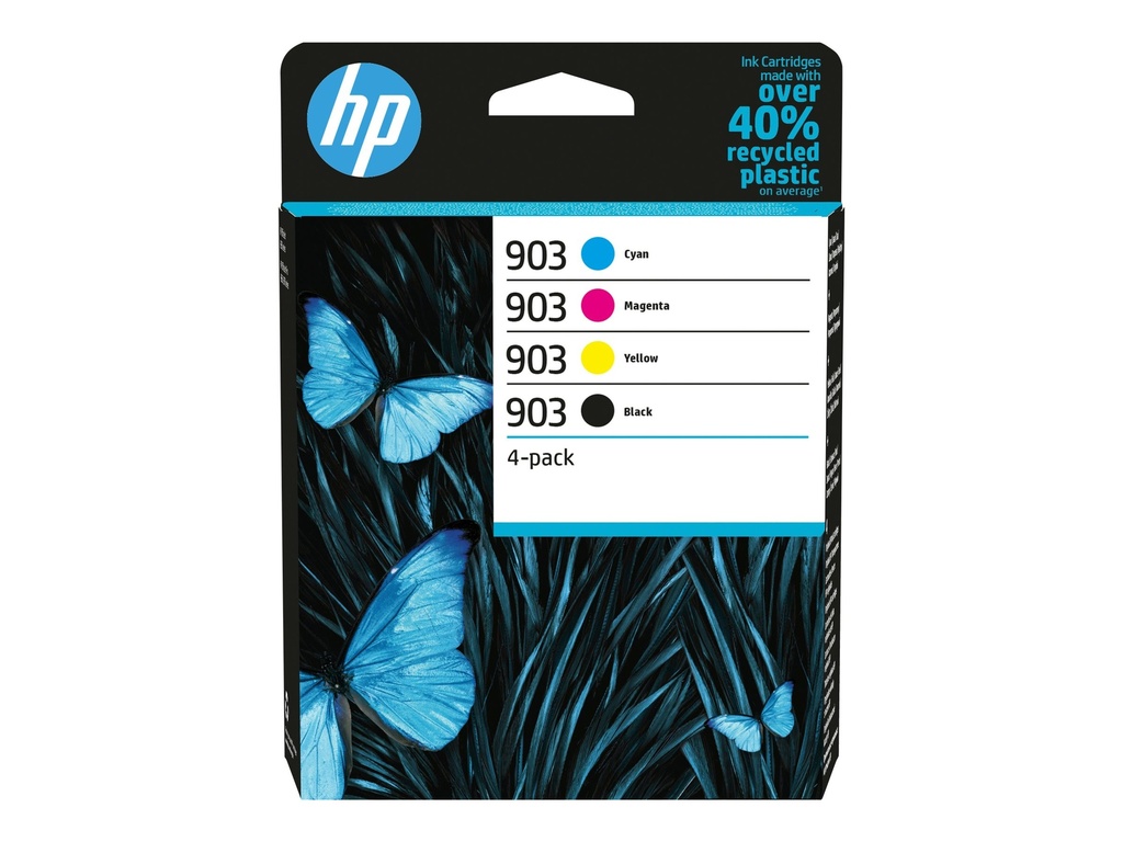 HP 903 4-pack originele inktcartridges, cyaan/magenta/geel, Normaal rendement, Zwart, Cyaan, Magenta, Geel, Inkt op pigmentbasis