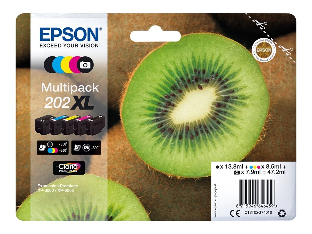 EPSON 1LB Multipack 5-farbig 202XL Kiwi Clara Premium-inkt