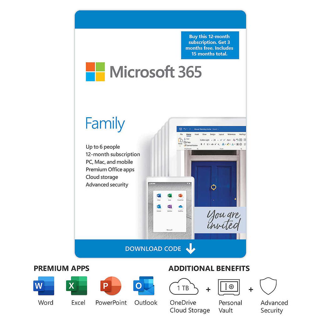 [EP2-36894 / 270015] Microsoft 365 Family 1 jaar