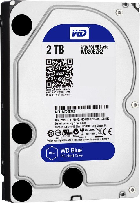 WD Blue WD20EZRZ 2TB 3.5" Internal Hard Drive - SATA - 5400 rpm - 64 MB Buffer