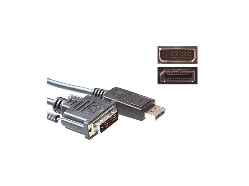 ACT Verloopkabel Displayport Male - DVI male 1m
