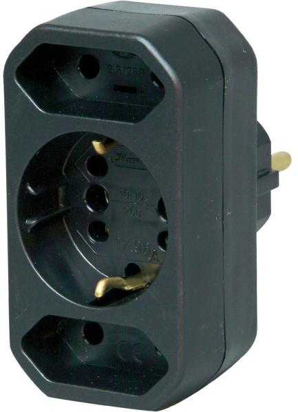 Kopp 179605004 Drieweg stekkerverdeeladapter zwart