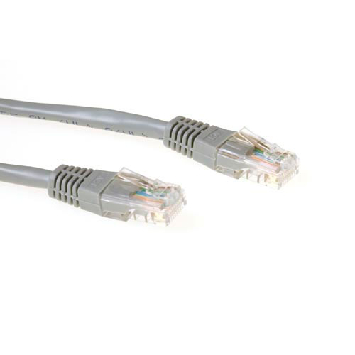 ACT Grijze 0,25 meter UTP CAT5E patchkabel met RJ45 connectoren