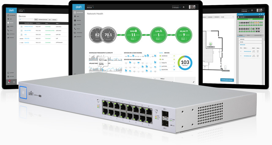 Ubiquiti Switch UniFi US-16-150W 16P 1Gbit, 2x SFP, PoE