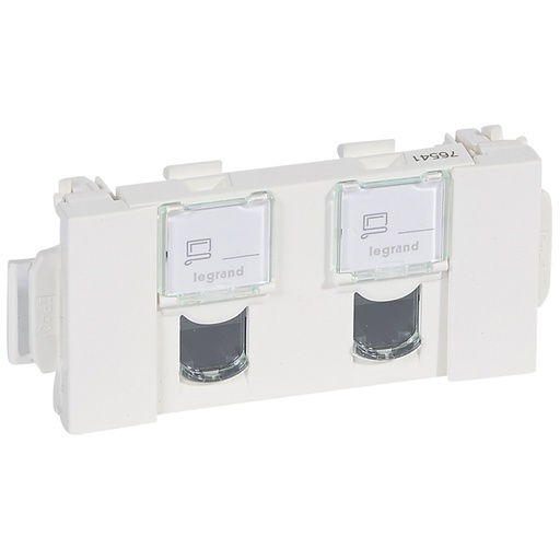 [076541] Legrand Van Geel Snapon 2X CAT5E UTP DLP datacontactdoos twisted pair, wit, wandgootinbouw