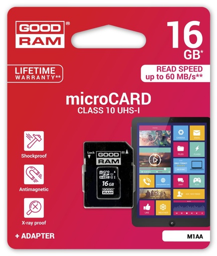 [M1AA-0160R11] Goodram 16GB MicroSD UHS-I Klasse 10 flashgeheugen