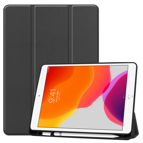 [A2198-20] iPad 10.2 inch (2019) hoes - Tri-Fold Book Case met Apple Pencil houder - Zwart