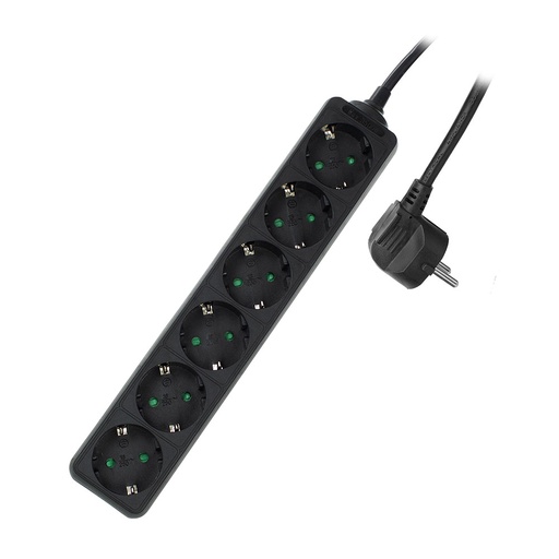 [EW3956] Ewent Stekkerdoos, 6 sockets, 3m, zwart