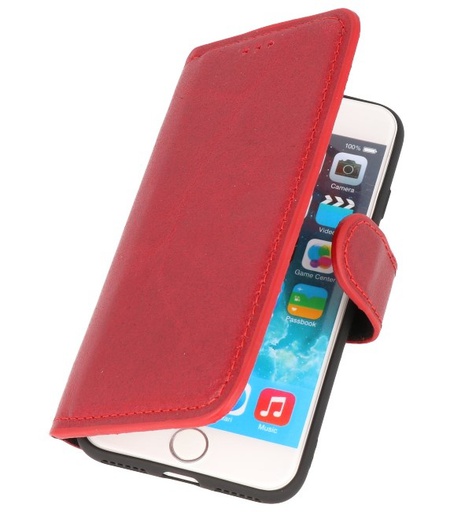 [MFBSI807] MF Handmade Leer Bookstyle Hoesje voor iPhone SE 2020 / 8 / 7 Rood