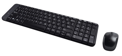 [920-003161] Logitech MK220 - Mini - Draadloos - RF Draadloos - QWERTY - Zwart - Inclusief muis